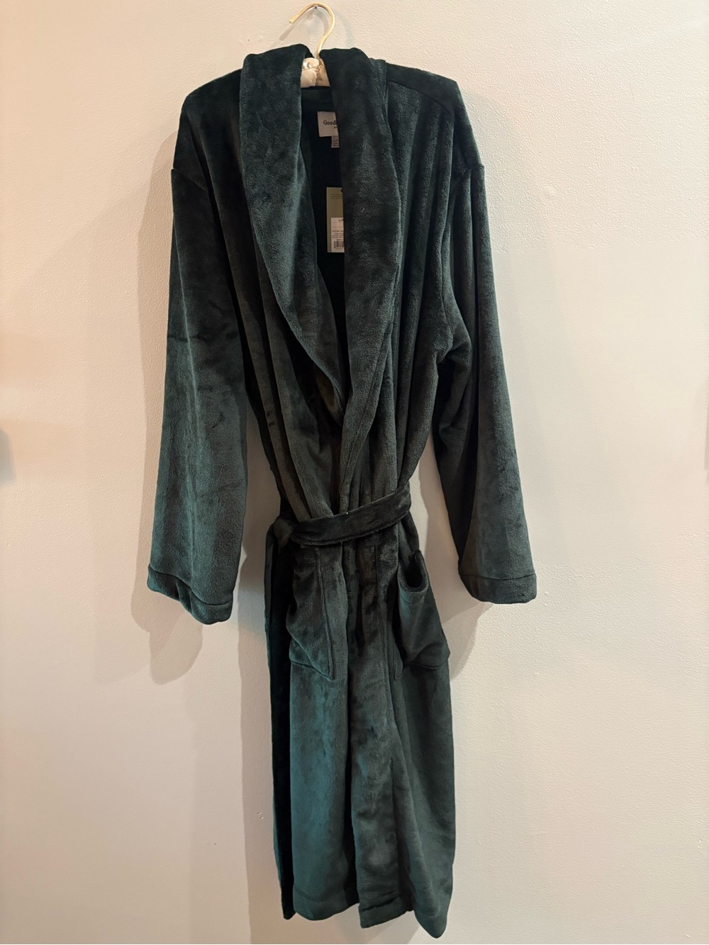 Men’s Plush Hooded Spa Robe in Deep Green Size L/XL NWT
